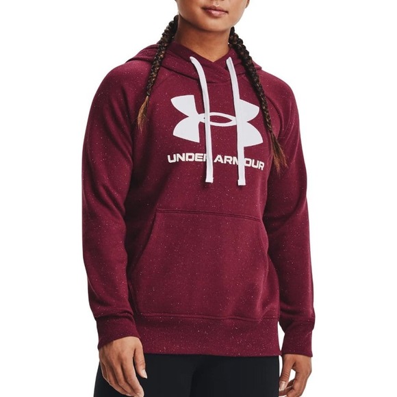 Under Armour Tops - Under Armour Womens Rival Fleece Logo Hoodie Maroon‎ Speckled- Size Medium